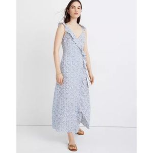 Madewell Light Blue Floral Ruffle Maxi Dress